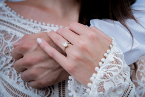 Couple with a diamond ring