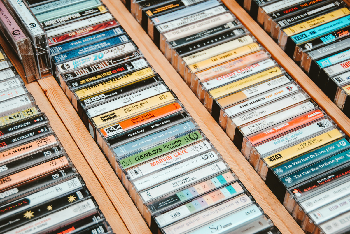 A variety of cassettes stacked together