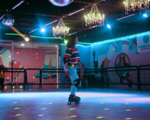 A woman roller skating